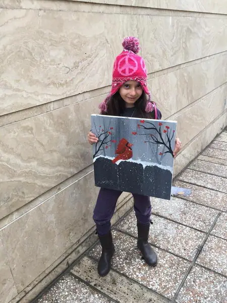 آثار هنرجویان زیب هوم - پرنده در زمستان هنرجوی 6 ساله