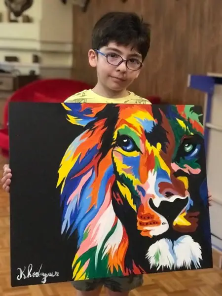 آثار هنرجویان زیب هوم - طراحی آبستره حیوانات هنرجوی 8 ساله