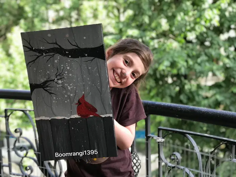 آثار هنرجویان زیب هوم - پرنده در زمستان هنرجوی 11 ساله